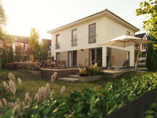 Stadthaus 152 in Kronach – modernes Massivhaus mit zwei Vollgeschossen, klarer Architektur und effizienter Raumaufteilung für Familien