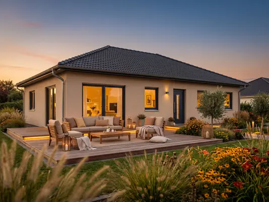 Moderner Bungalow 110 mit Terrasse und Garten